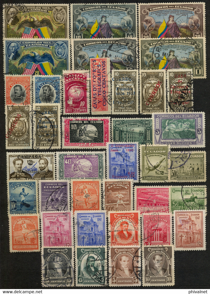 ECUADOR , LOTE  DE CONJUNTO , CONSTITUCIÓN , CALDERÓN , SOBRECARGADOS , CERVANTES , OLIMPIADA BOLIVARIANA , R 03/03 - Equateur