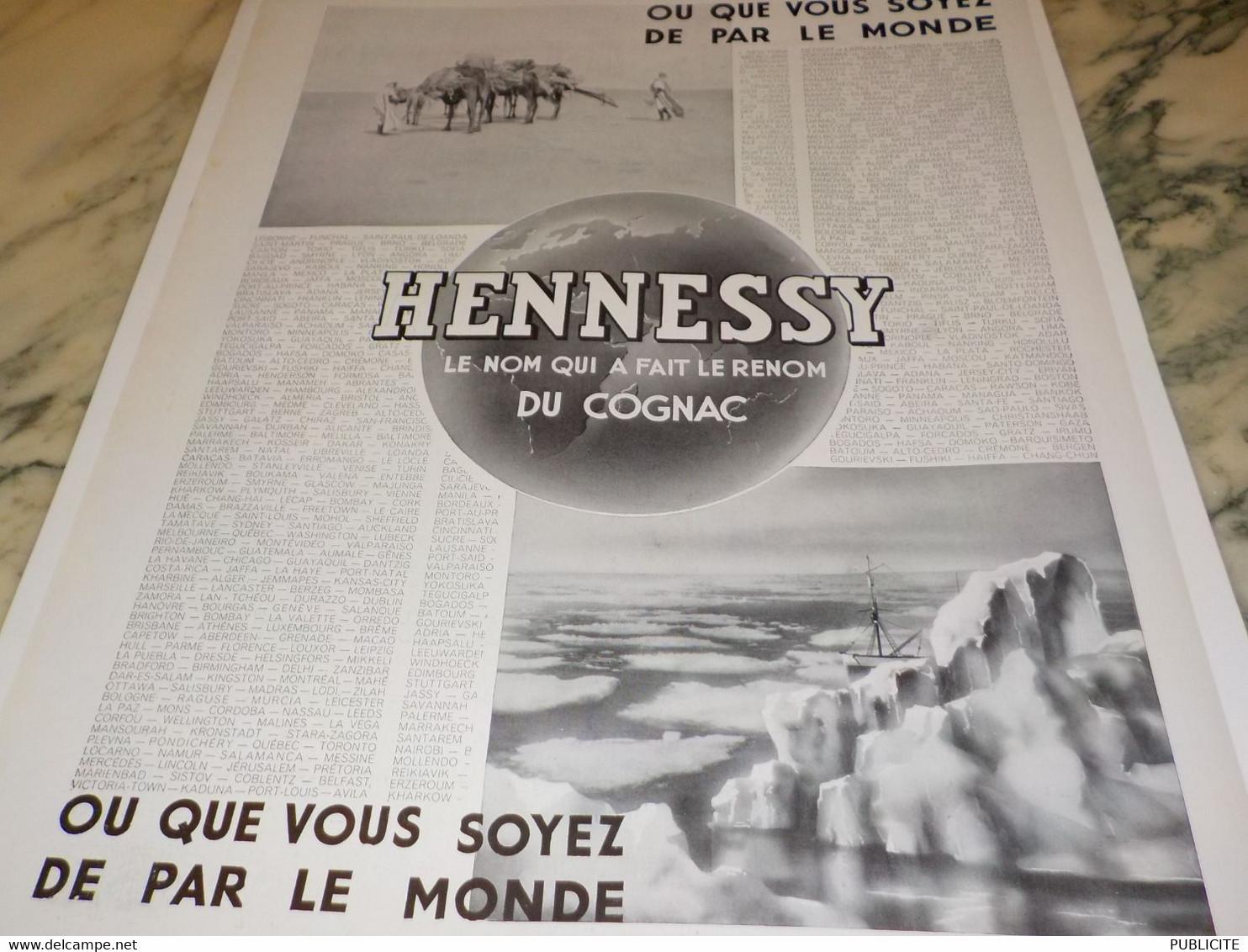 ANCIENNE PUBLICITE DANS LE MONDE COGNAC HENNESSY 1933 - Alcools