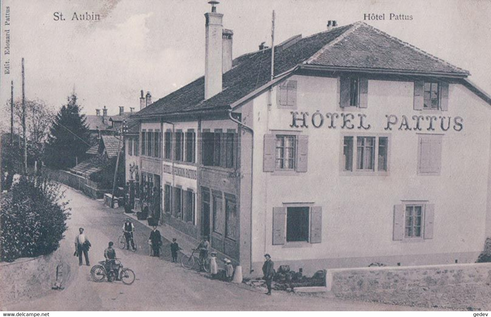 St Aubin NE, Hôtel Pattus, Rue Animée (2674) - Saint-Aubin/Sauges