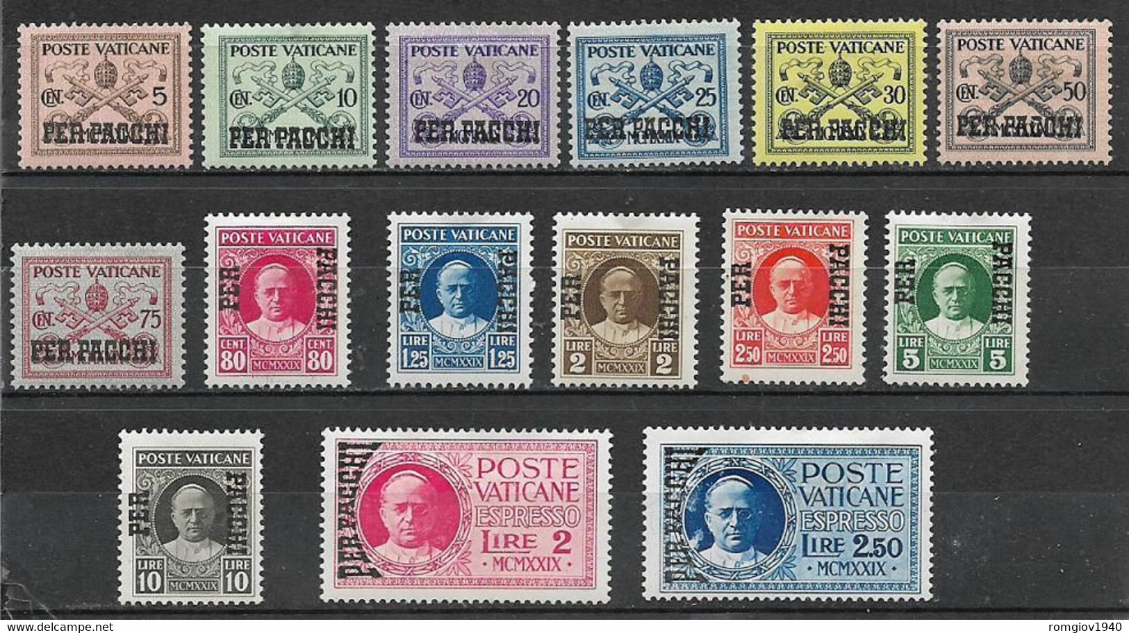 VATICANO PACCHI POSTALI 1931 FRANCOBOLLI DELLA SERIE CONCILIAZIONE SOPRASTAMPATI SASS1-13+ESPRESSI 14-15 MLH VF - Postpakketten