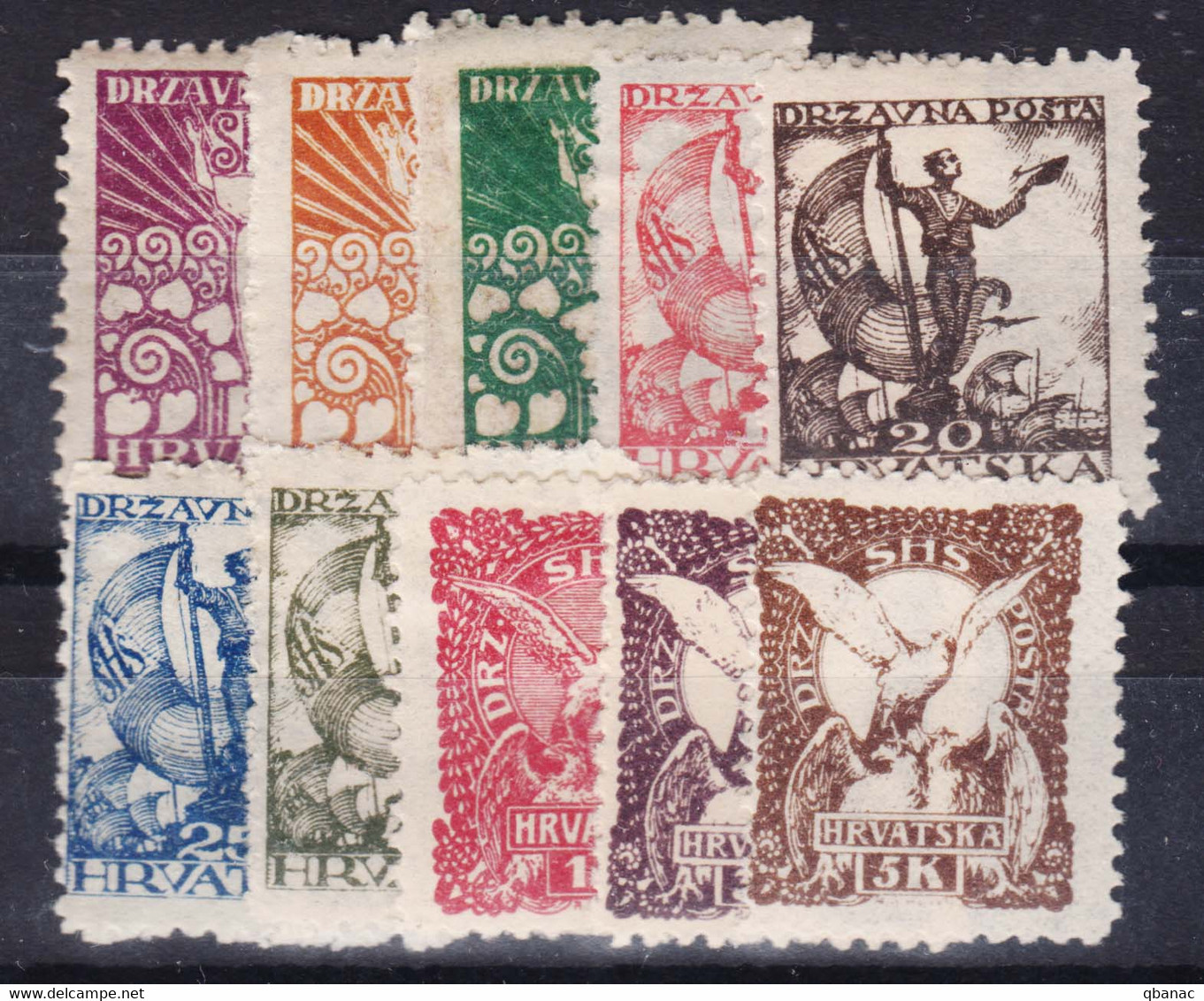 Yugoslavia, Kingdom SHS, Sailors Issue For Croatia 1919 Mi#88-97 Mint Hinged - Unused Stamps