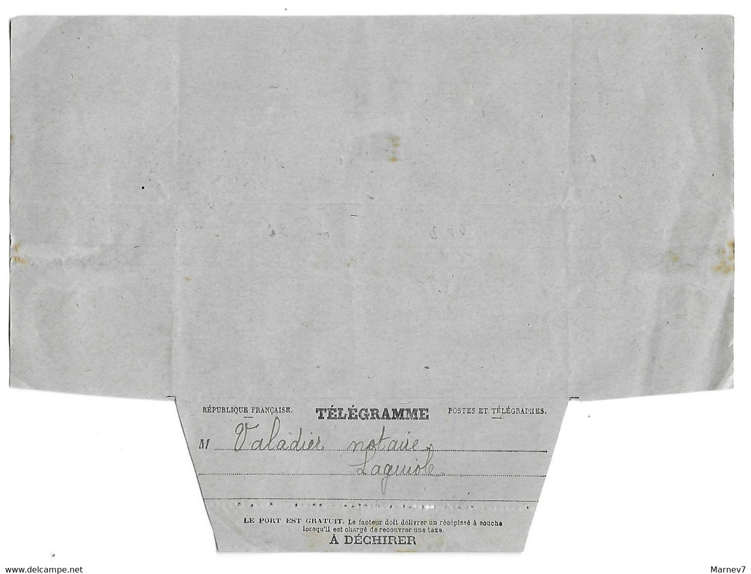 Télégramme 30 10 1920 - Cachet à Date LAGUIOLE - Aveyron - - Telegraaf-en Telefoonzegels