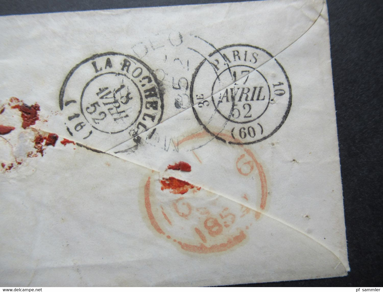 Frankreich 1852 Paketbegleitbrief / Par Paket anglais von Montevideo - La Rochelle über England mit Ra2 Colonies Art.13