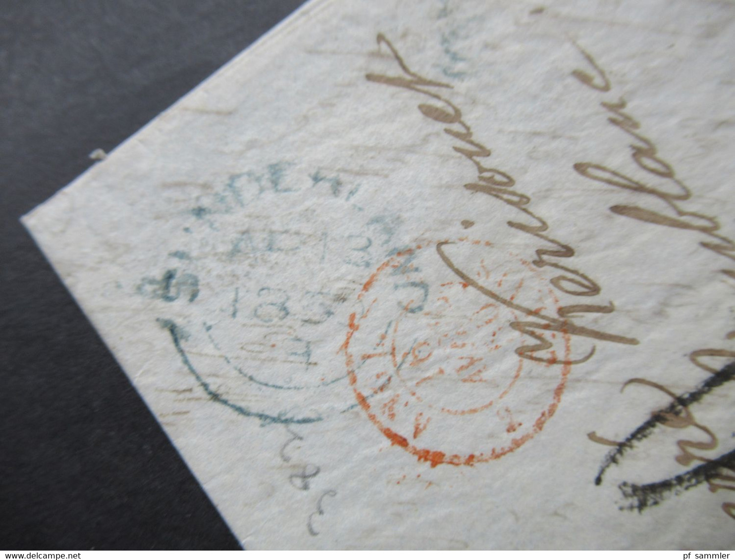 GB / England Transit 1850 Stempel Sunderland Und Roter K2 Angl. Calais Nach Loudeac Poste Restante / Bartaxe 8 - Storia Postale