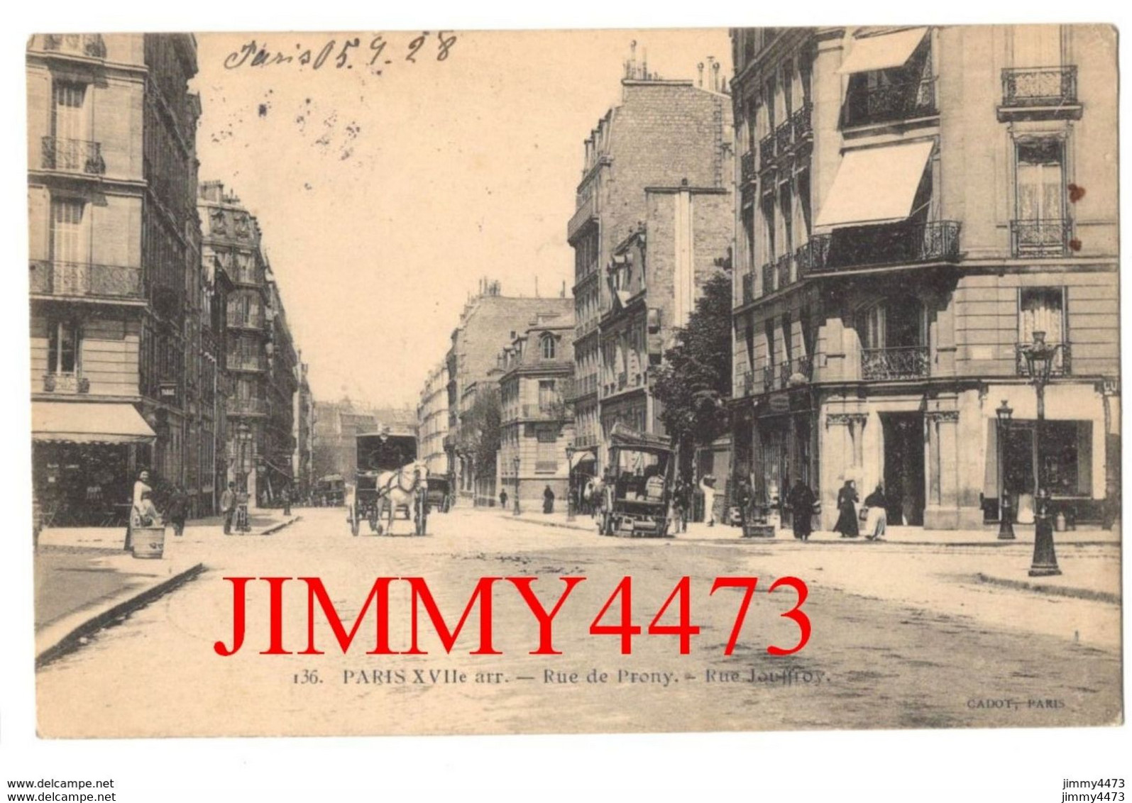 CPA - PARIS XVIIè Arr. En 1905 - Rue De Prony - Rue Jouffroy ( Bien Animée ) N° 136 - Edit. CADOT  Paris - Distrito: 17