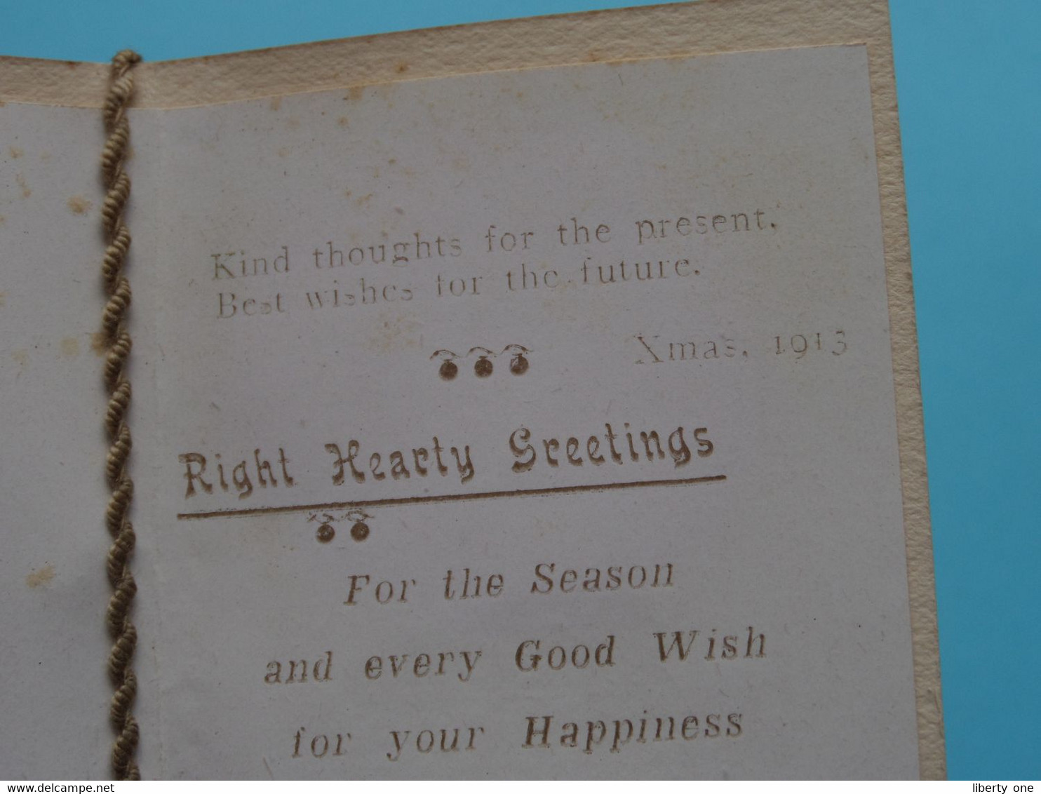 RIGHT HEARTY Greetings From Mr. & Mrs T. HUSTLER London Road, SOUTH SHIELDS > Xmas 1913 ( See Scans ) ! - Cartes De Visite