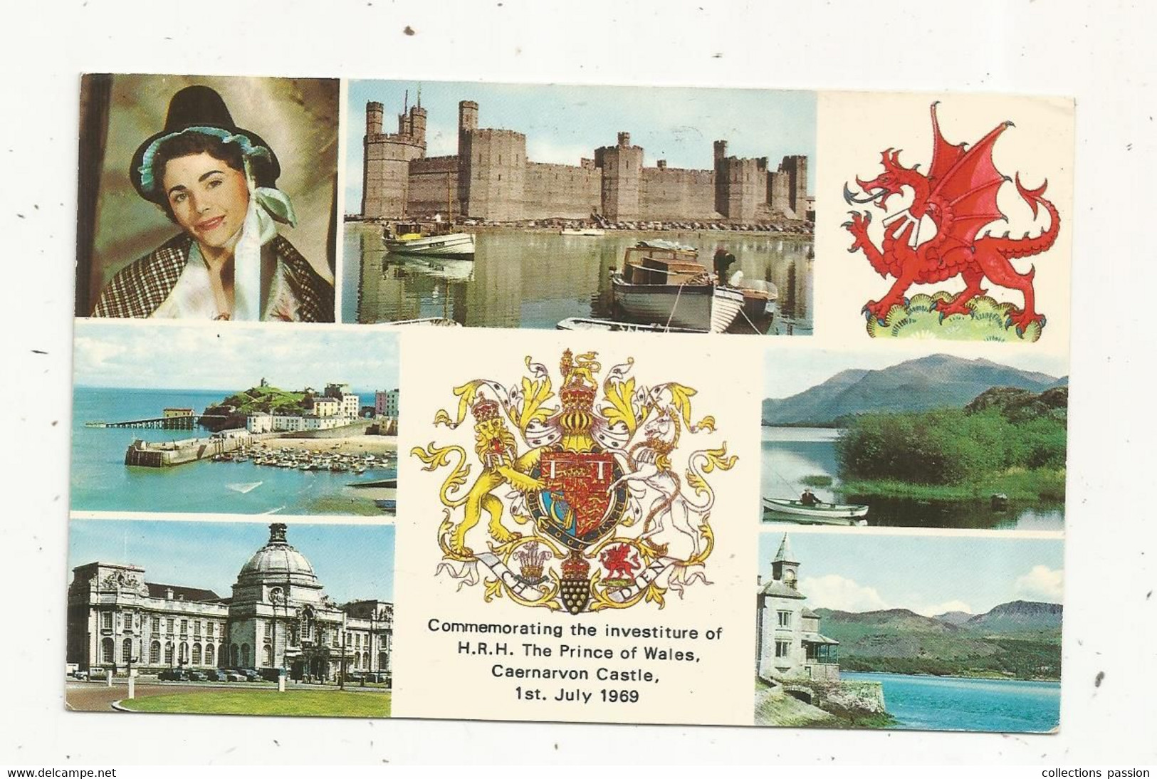 Cp, PAYS DE GALLES , Commemorating The Investiture Of H.R.H. The Prince Of Wales , Caernarvon Castle ,1 St. July 1969 - Caernarvonshire