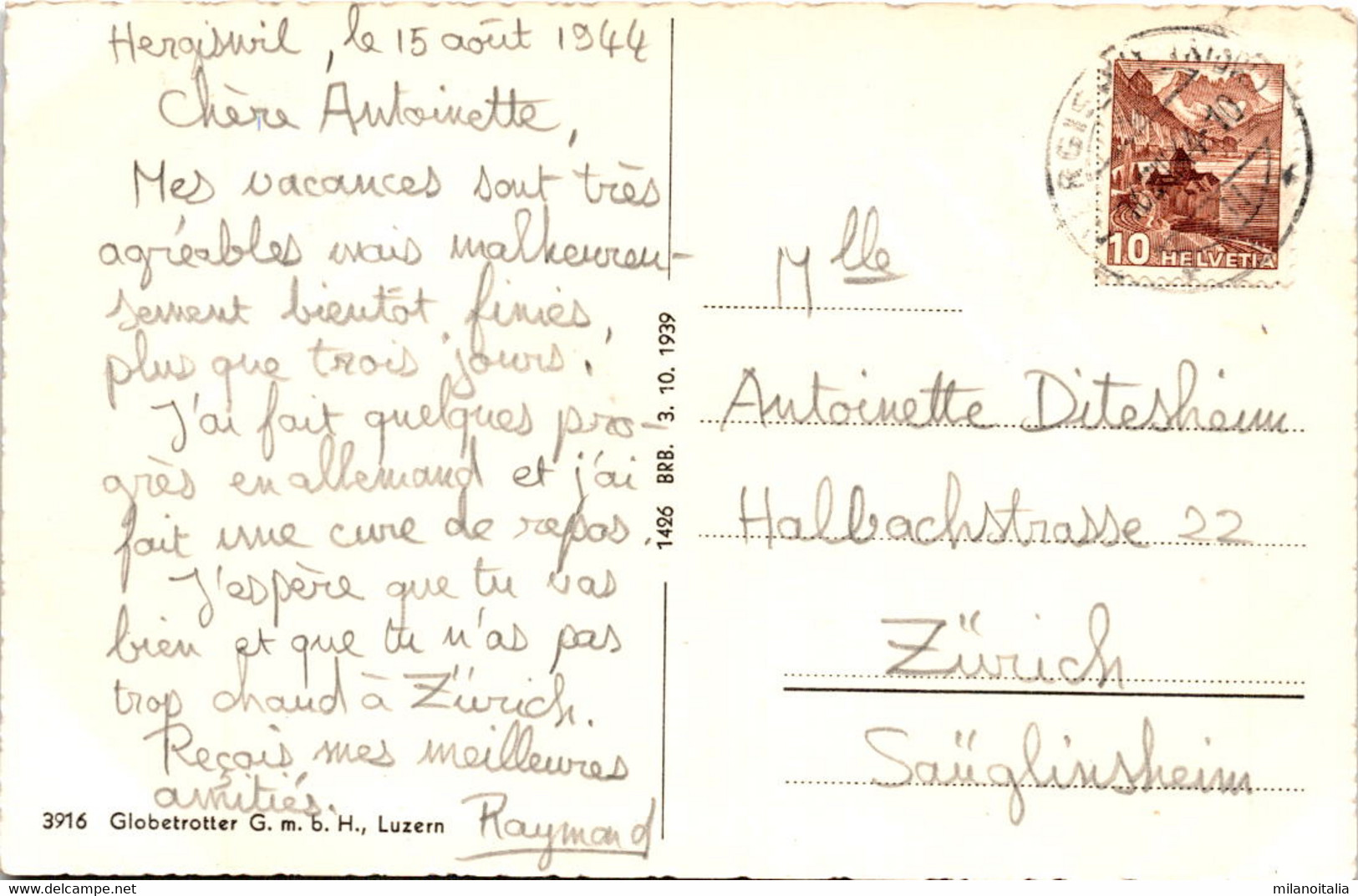 Hergiswil Mit Bürgenstock Und Rigi (3916) * 16. 8. 1944 - Hergiswil