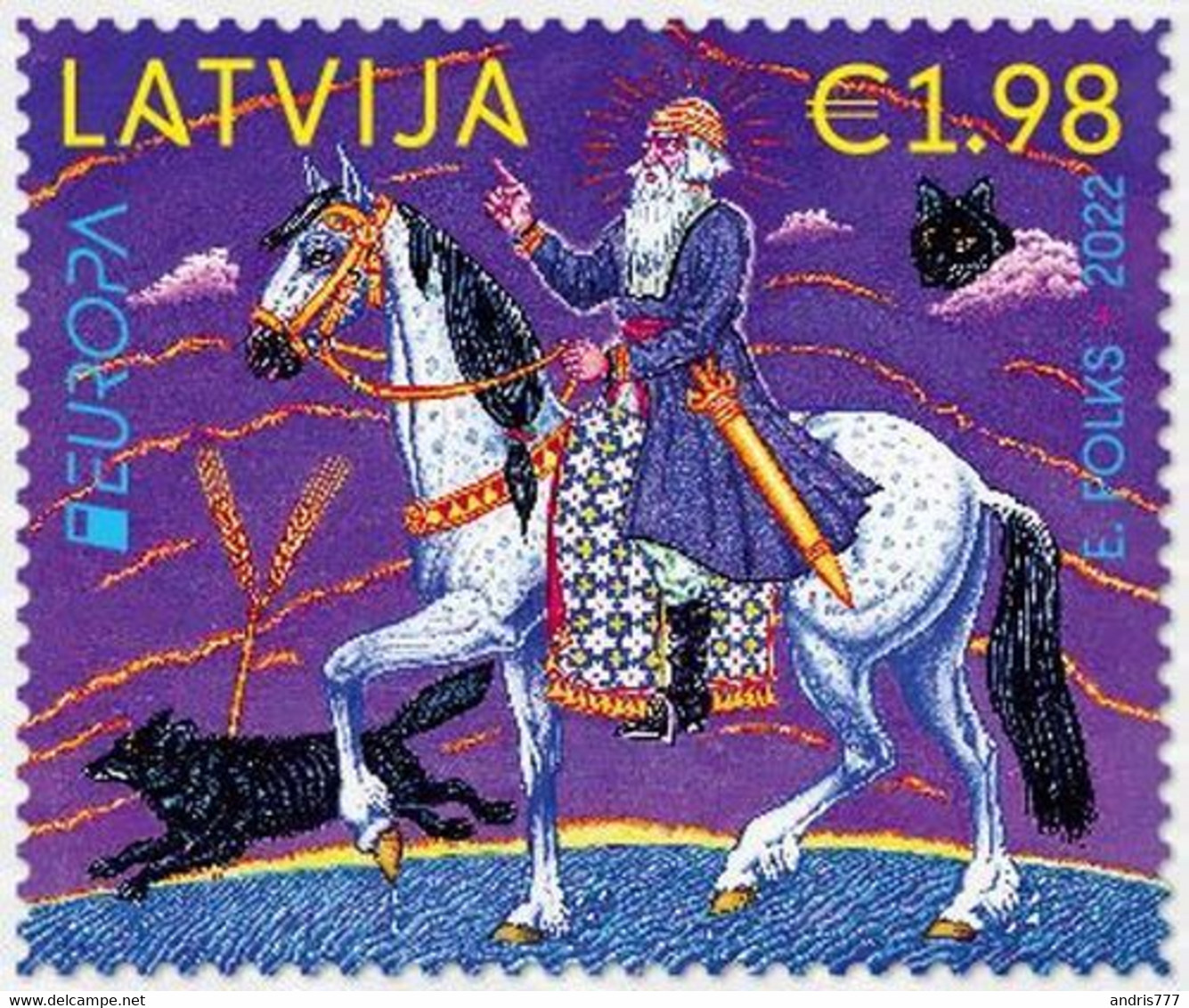 Latvia Lettland Lettonie 2022 (08-2) Europe - Stories And Myths - Heavenly Father, Horse, Wolf - Latvia