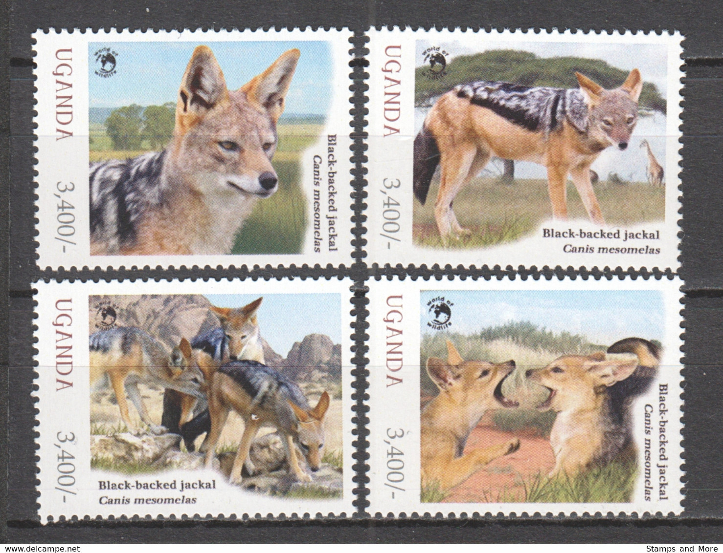 Uganda - MNH Set BLACK-BACKED JACKAL - Dogs