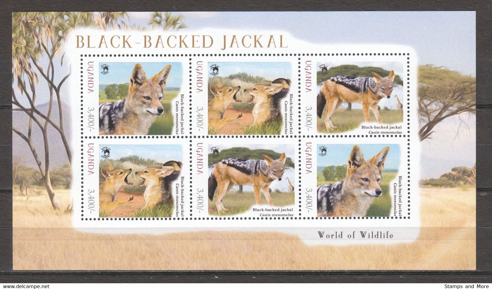 Uganda - Set Of 2 MNH Sheets BLACK-BACKED JACKAL - Chiens