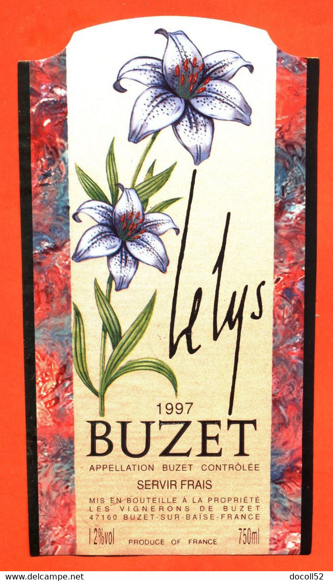 Etiquette De Vin De Buzet 1997 Le Lys à Buzet Sur Baise - 75 Cl - Vin De Pays D'Oc