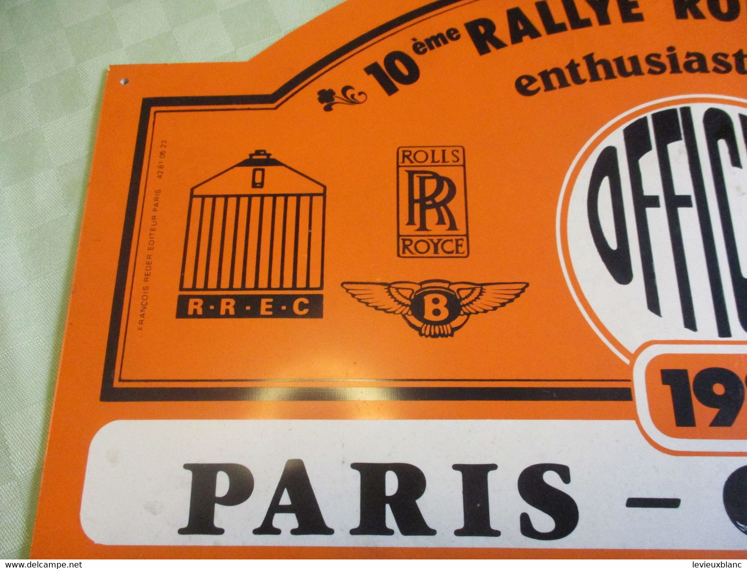 Plaque Ancienne Rallye Automobile/PARIS-CABOURG/10éme Rallye ROLLS-ROYCE Enthusiast's Club// "OFFICIEL"/ 1988     AC168 - Targhe Rallye