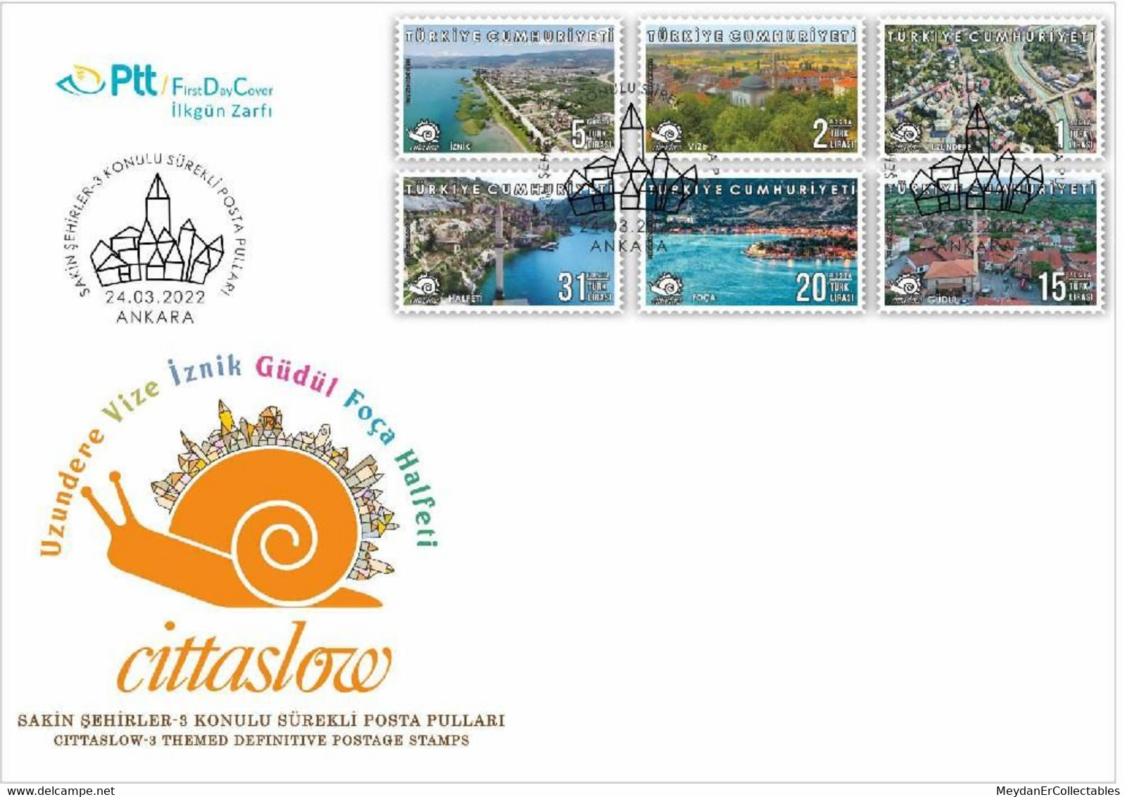 TURKEY / 2022 - (FDC) Cittaslow-3 (City View), MNH - Lettres & Documents