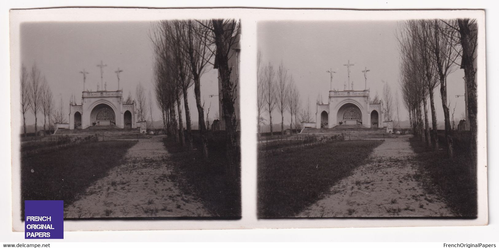 Calvaire De Béhuard 1940s Photo Stéréoscopique 12,8x5,8cm Maine Et Loire 49 A71-36 - Stereo-Photographie