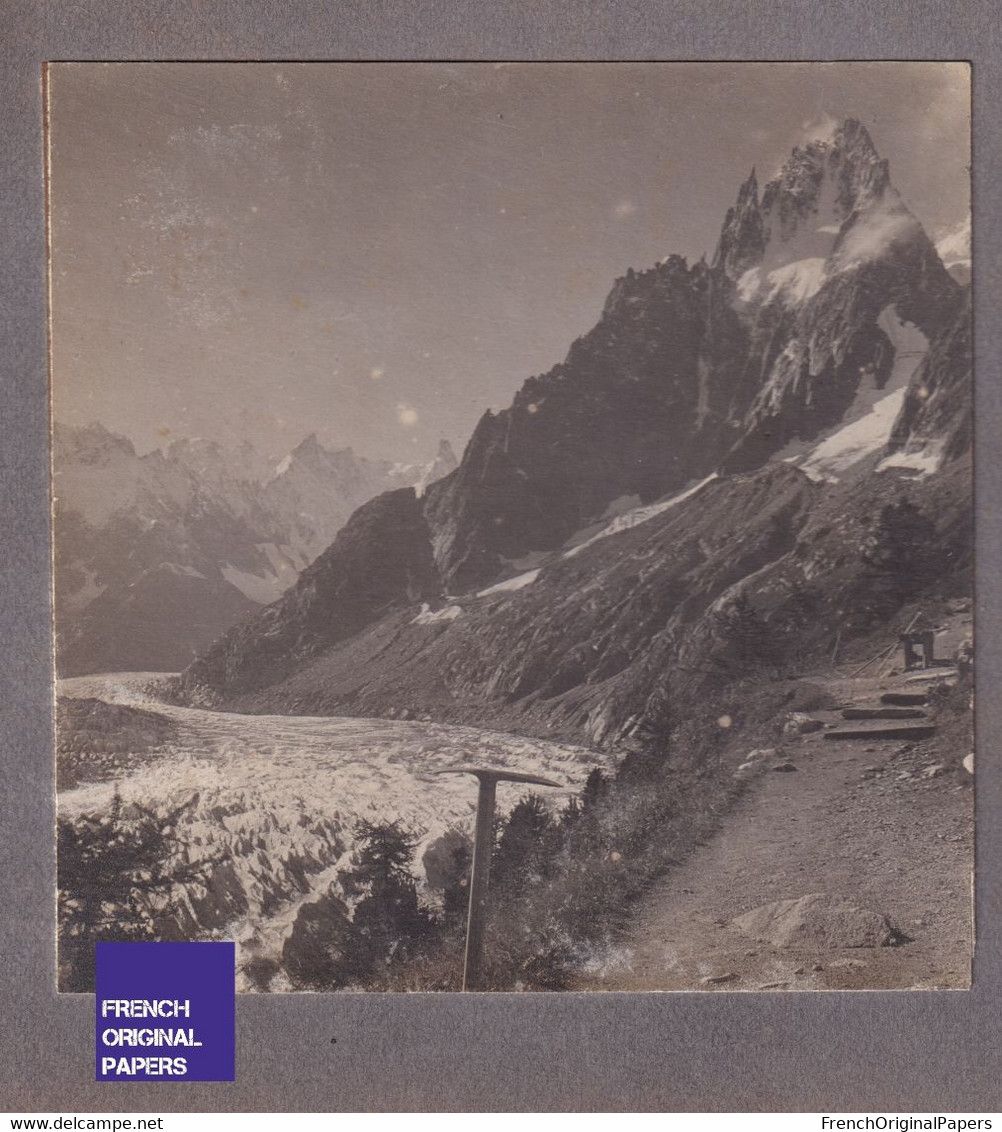 Mer De Glace Et Piolet Depuis Le Montenvers - Chamonix Mont-Blanc Photo Stéréoscopique 1910s Glacier C6-6 - Stereoscopic