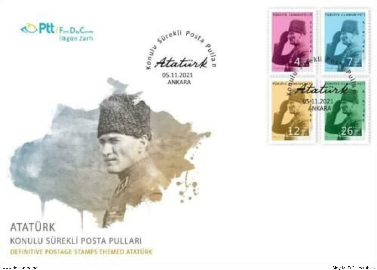 TURKEY / 2021 - (FDC) Ataturk Themed Definitive, MNH - Lettres & Documents