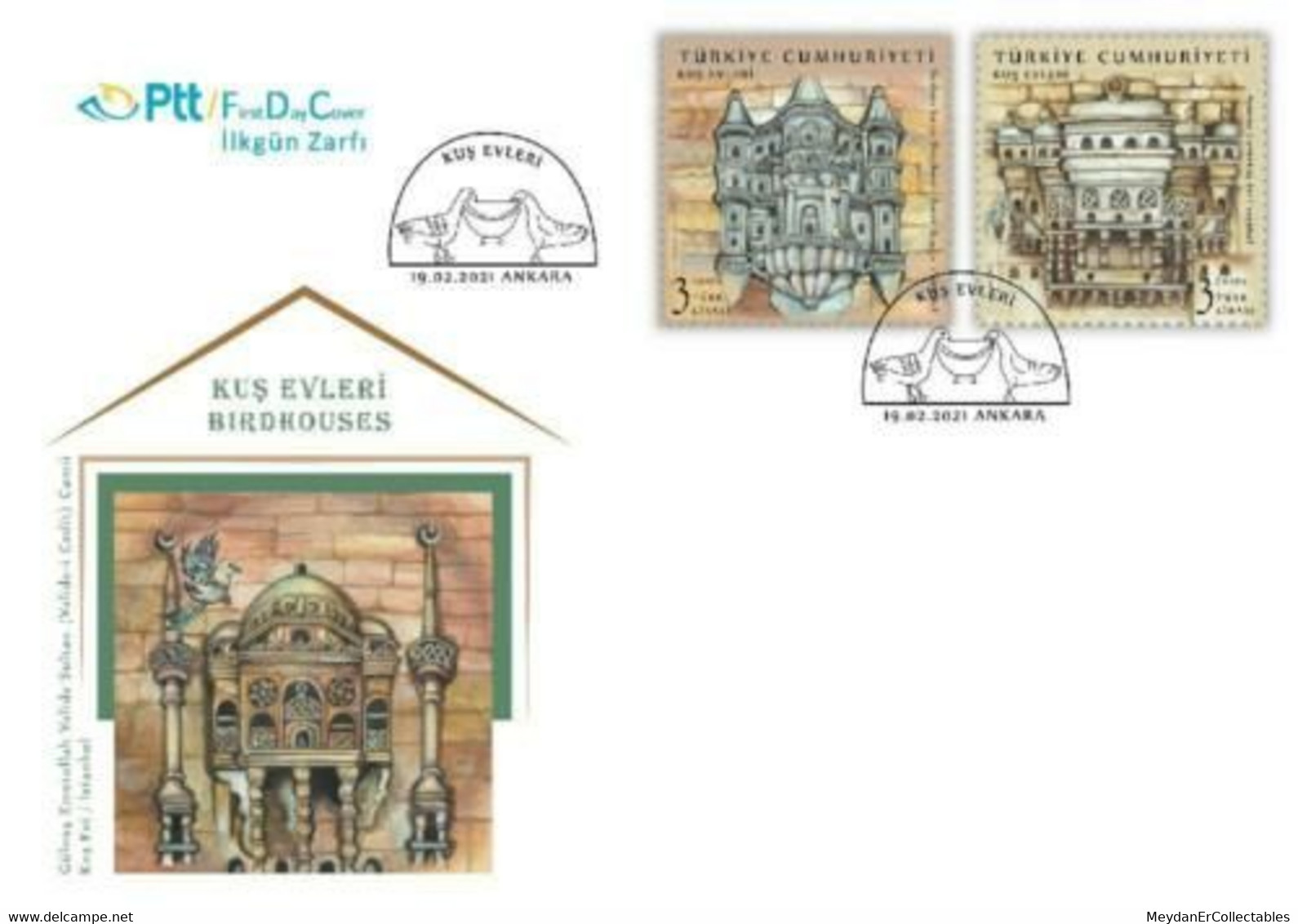 TURKEY / 2021 - (FDC) Bird Houses, MNH - Briefe U. Dokumente