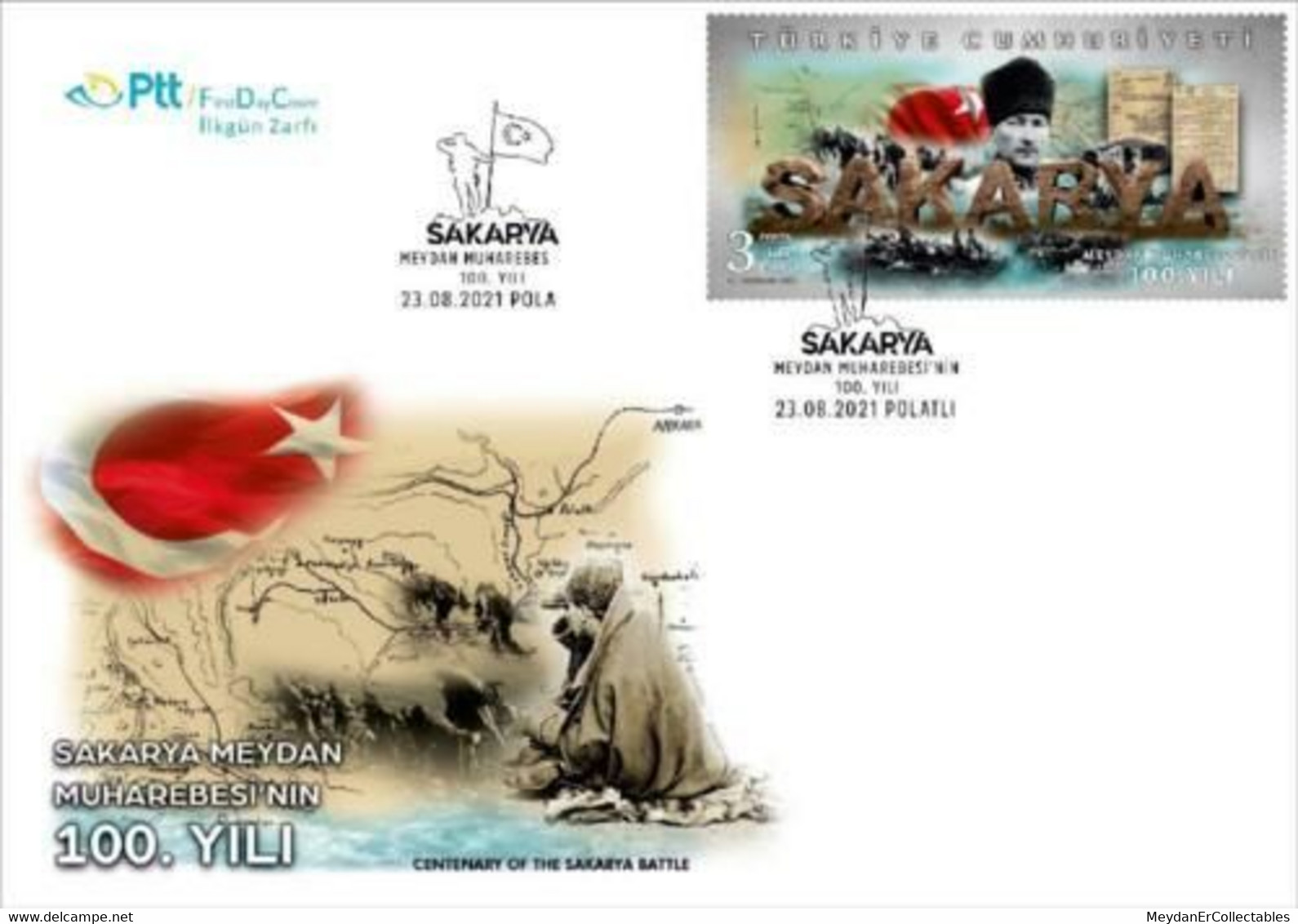 TURKEY / 2021 - (FDC) 100th Anniversary Of Sakarya Battle (Ataturk, Flag), MNH - Brieven En Documenten