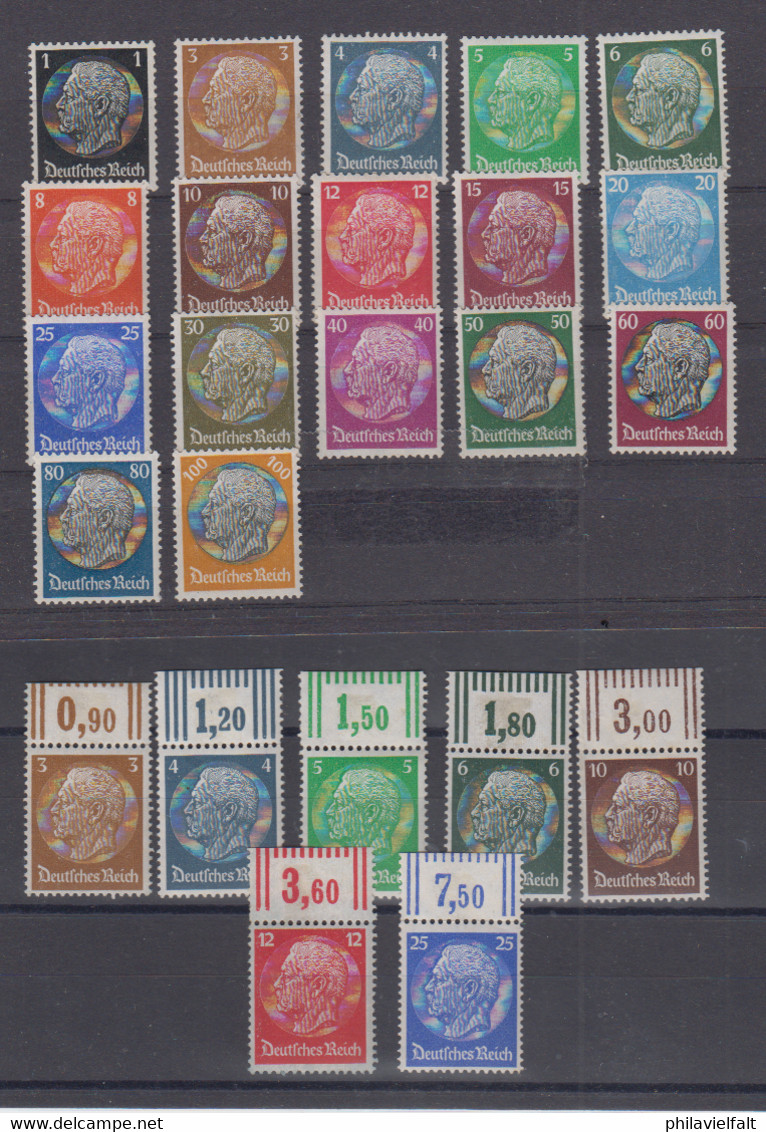 Dt.Reich Hindenburg MiNo. 512/28 ** Dazu 7 Werte OR Walze ** - Nuovi