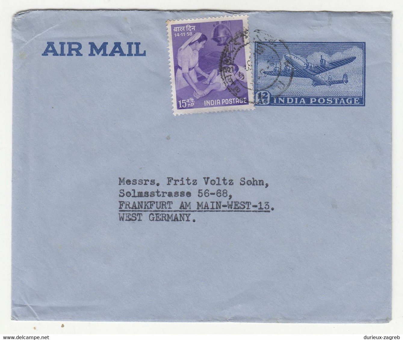 India Postal Stationery Air Mail Letter Cover Posted To Germany - Uprated B220320 - Buste