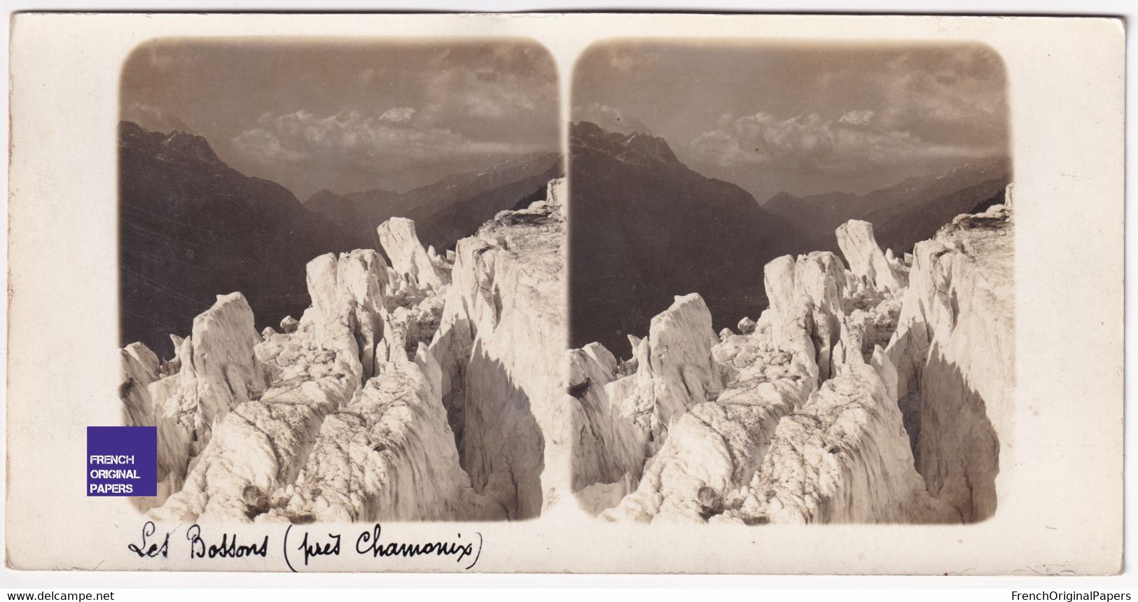 Séracs Du Glacier Des Bossons - Chamonix Mont-Blanc Photo Stéréoscopique 1910s Photographie Willman C6-7 - Photos Stéréoscopiques
