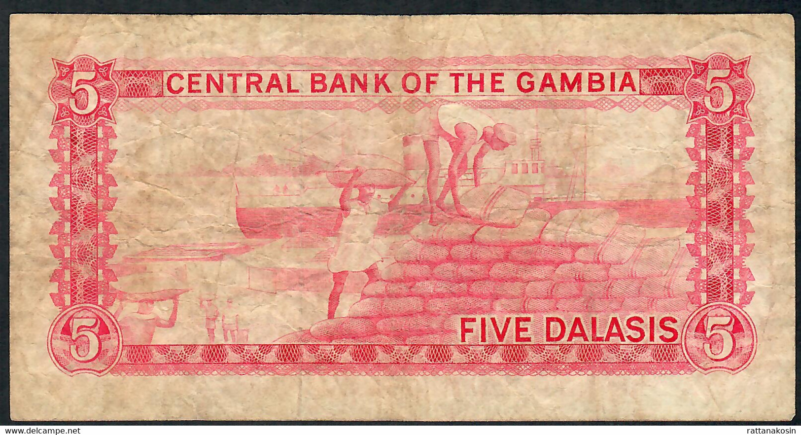GAMBIA P5d 5 DALASIS 1971 #X  Signature 6 F-VF NO P.h. - Gambia