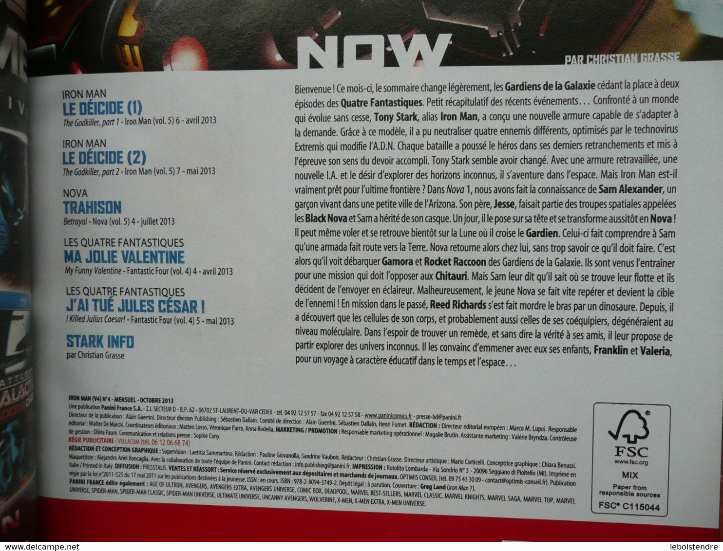 IRON MAN N 4 OCTOBRE 2013 JOIN THE REVOLUTION  MARVEL NOW !  PANINI COMICS TRES BON ETAT - Marvel France