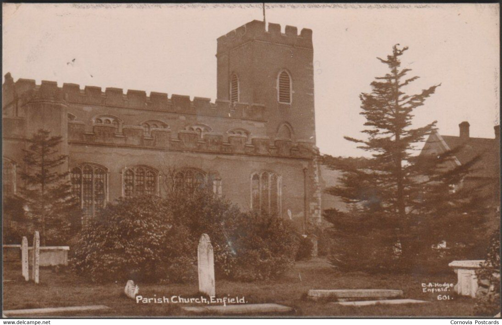 Parish Church, Enfield, Middlesex, 1917 - CA Hodge RP Postcard - Middlesex