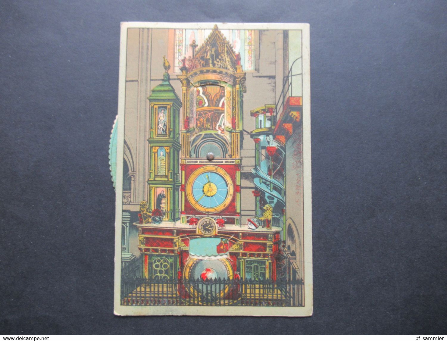 Frankreich Elsass 1932 Drehpostkarte / Beschreibung Der Astronomischen Münsteruhr / Dekorative Karte Echt Gelaufen! - Advertising
