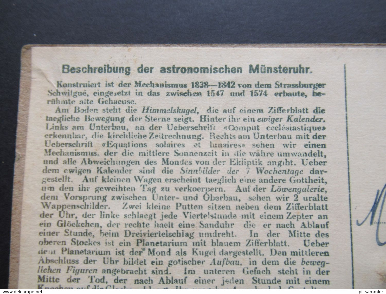 Frankreich Elsass 1932 Drehpostkarte / Beschreibung Der Astronomischen Münsteruhr / Dekorative Karte Echt Gelaufen! - Advertising