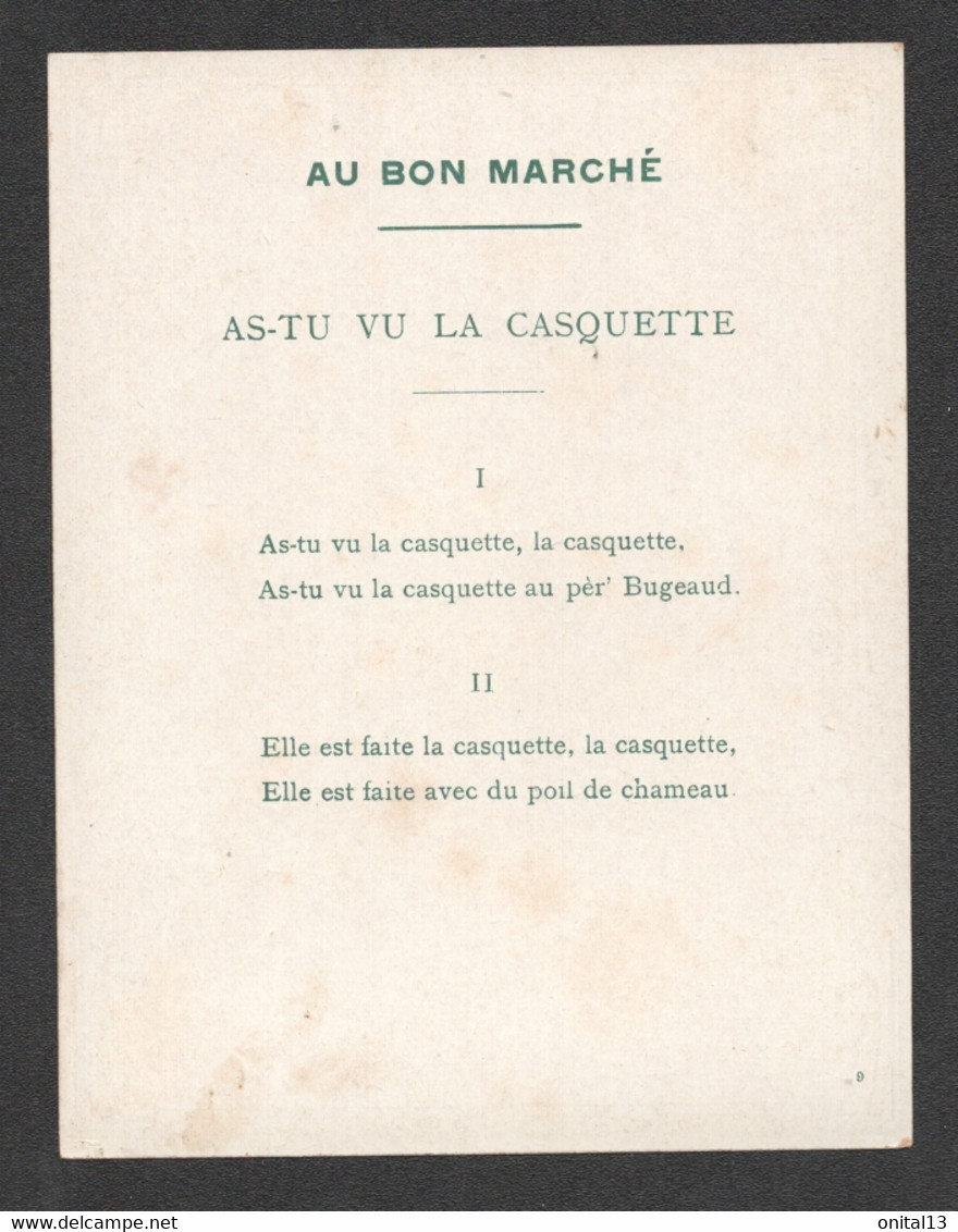 CHROMO PUB AU BON MARCHE / AS TU VU LA CASQUETTE ?  / CHANSON ENFANTINE D751 - Au Bon Marché