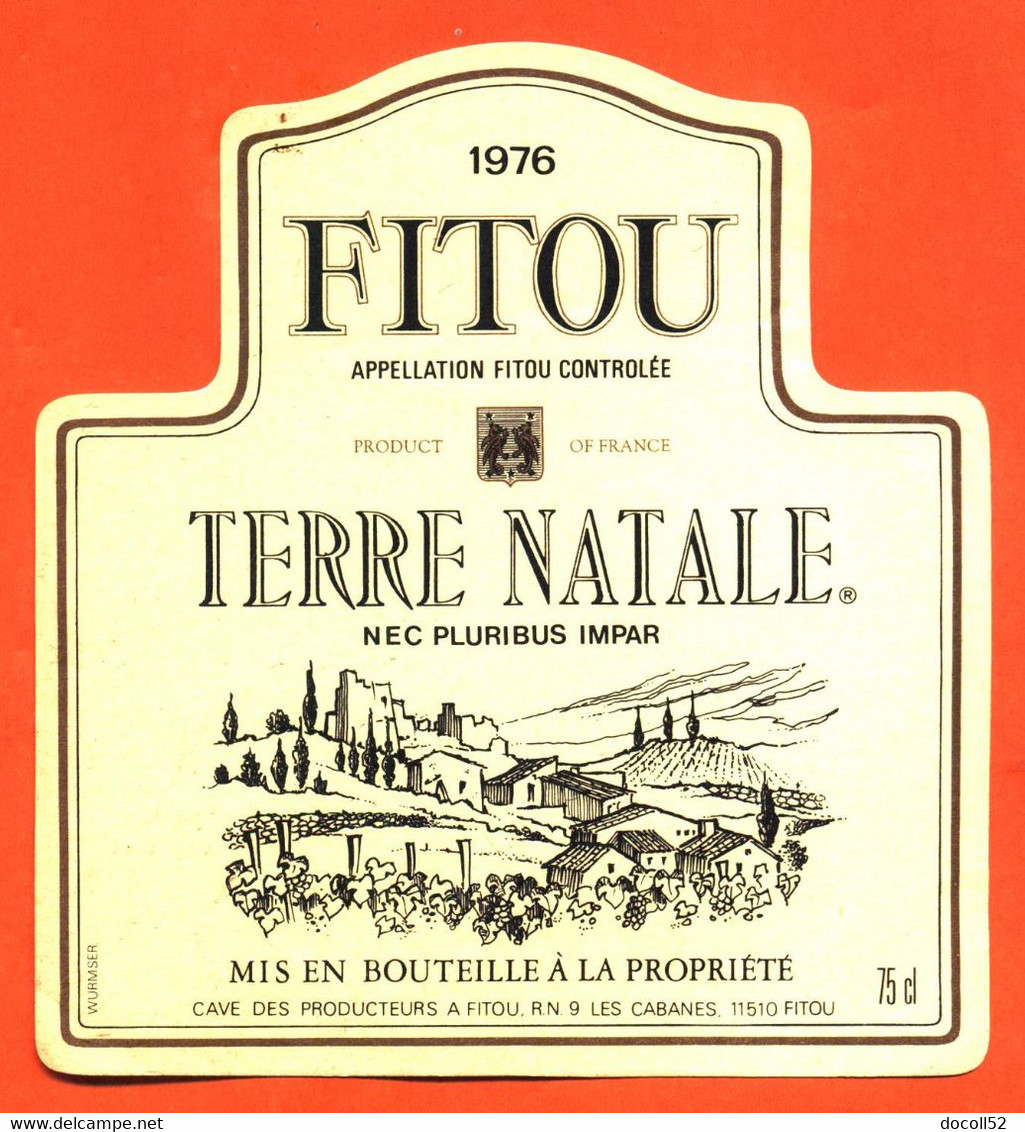 Etiquette Neuve De Vin Fitou 1976 Terre Natale Producteurs à Fitou 11510 - 75 Cl - Vin De Pays D'Oc