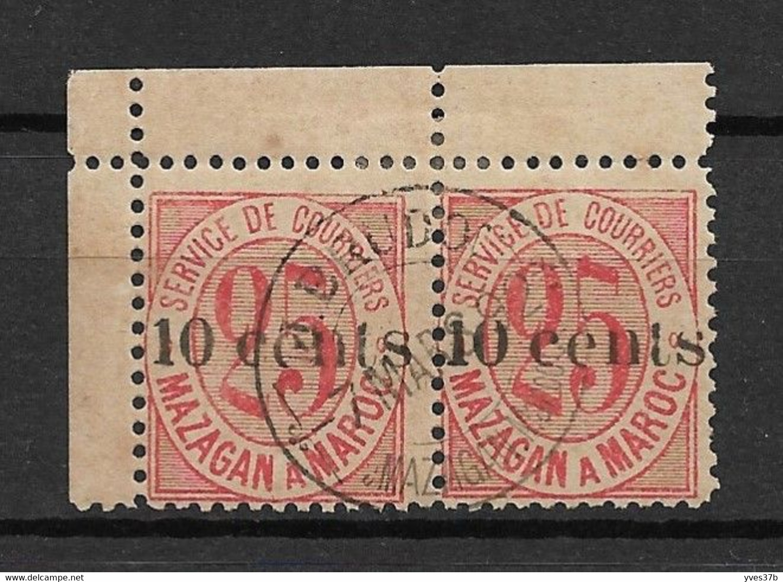 MAROC - POSTES LOCALES N°45 A Paire CDF Surcharge Noire Oblitérée - TTB - Used Stamps