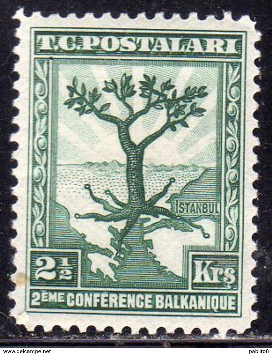 TURCHIA TURKÍA TURKEY 1931 SECOND BALKAN CONFERENCE OLIVE TREE WITH ROOTS EXTENDING TO ALL CAPITALS 2 1/2K MH - Ungebraucht