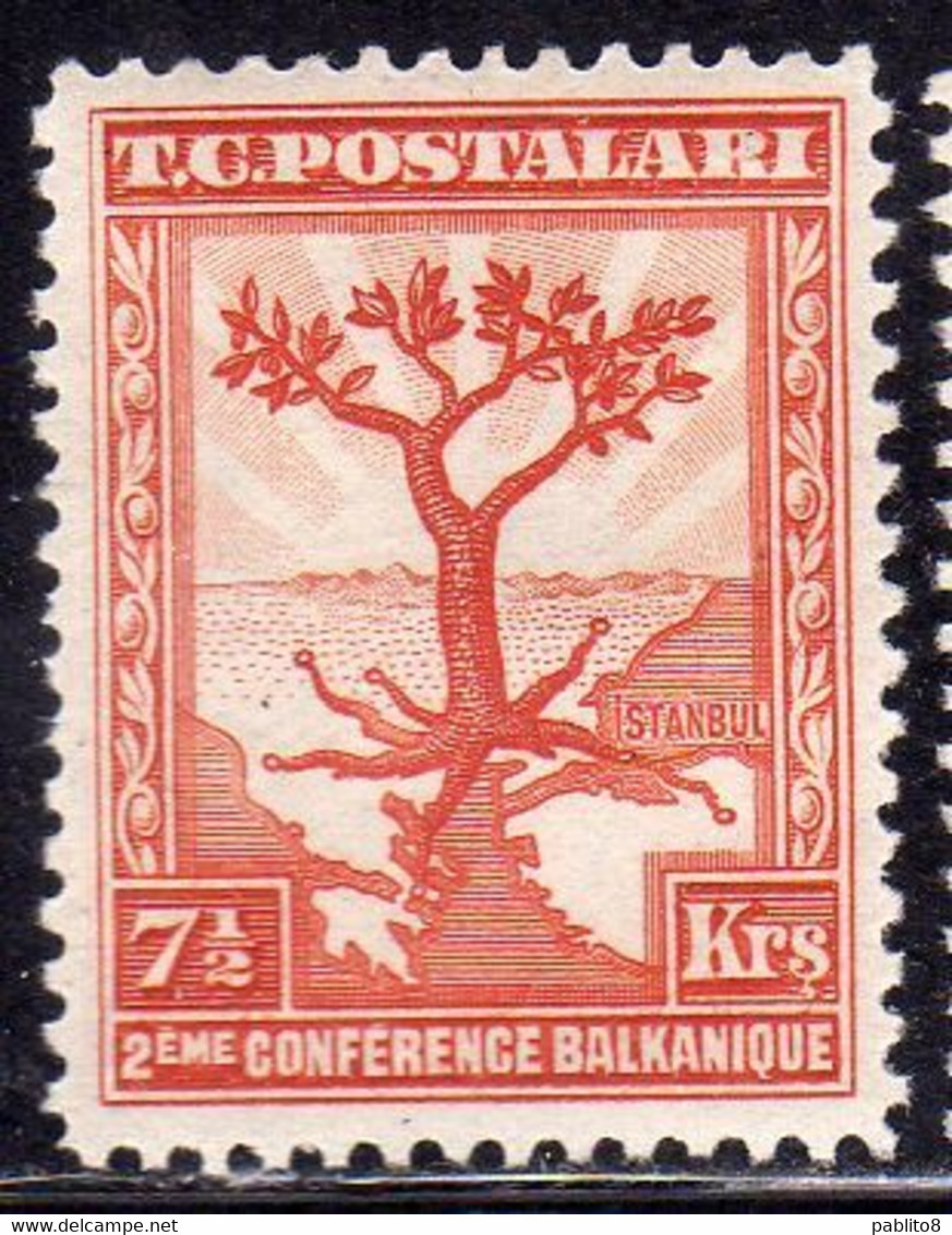 TURCHIA TURKÍA TURKEY 1931 SECOND BALKAN CONFERENCE OLIVE TREE WITH ROOTS EXTENDING TO ALL CAPITALS 7 1/2K MH - Ungebraucht