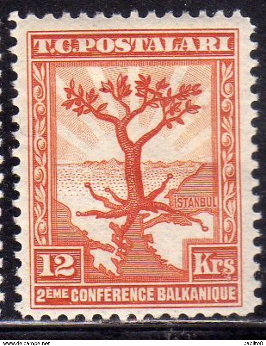 TURCHIA TURKÍA TURKEY 1931 SECOND BALKAN CONFERENCE OLIVE TREE WITH ROOTS EXTENDING TO ALL CAPITALS 12K MH - Nuovi