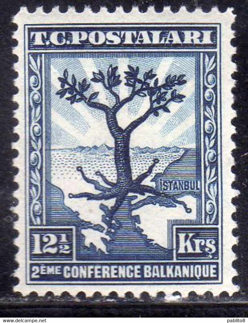 TURCHIA TURKÍA TURKEY 1931 SECOND BALKAN CONFERENCE OLIVE TREE WITH ROOTS EXTENDING TO ALL CAPITALS 12 1/2K MH - Ungebraucht