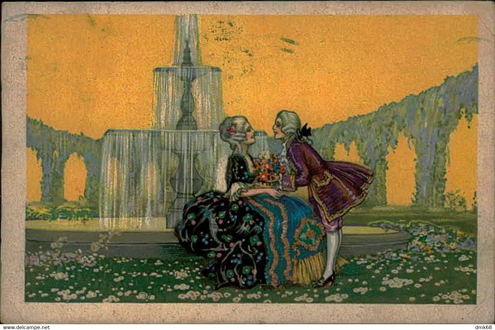 BUSI  SIGNED 1920s POSTCARD - COUPLE NEAR FOUNTAIN - EDIT DEGAMI 2013 (3285) - Busi, Adolfo