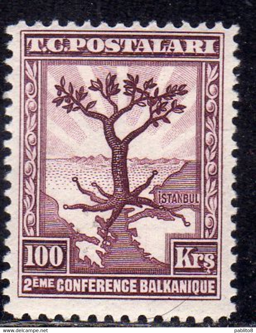 TURCHIA TURKÍA TURKEY 1931 SECOND BALKAN CONFERENCE OLIVE TREE WITH ROOTS EXTENDING TO ALL CAPITALS 100K MH - Ongebruikt