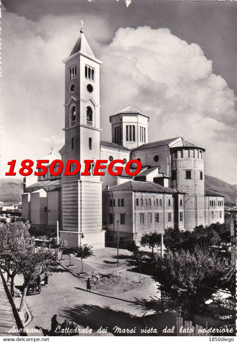 AVEZZANO - CATTEDRALE DEI MARSI VISTO DAL LATO POSTERIORE F/GRANDE  VIAGGIATA 195? ANIMAZIONE - Avezzano