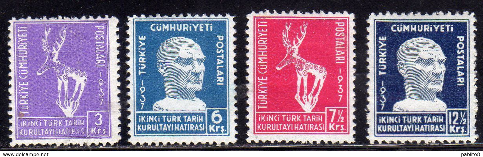 TURCHIA TURKÍA TURKEY 1937 SECOND TURKISH HISTORICAL CONGRESS INSTAMBUL COMPLETE SET SERIE COMPLETA MH - Ungebraucht