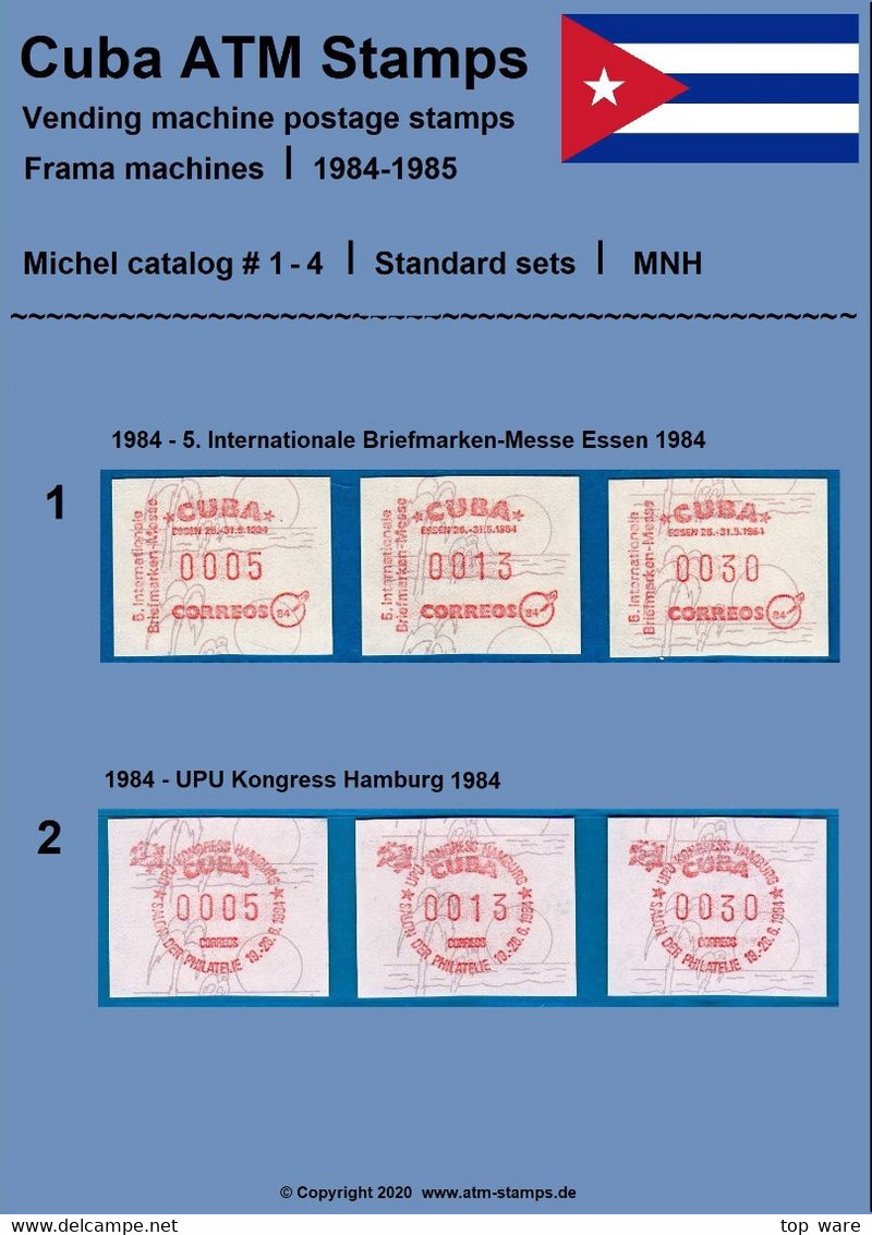 Cuba Kuba ATM Stamps Michel 1-4 / Complete Collection Of All Sets MNH / Frama Etiquetas Automatenmarken - Franking Labels