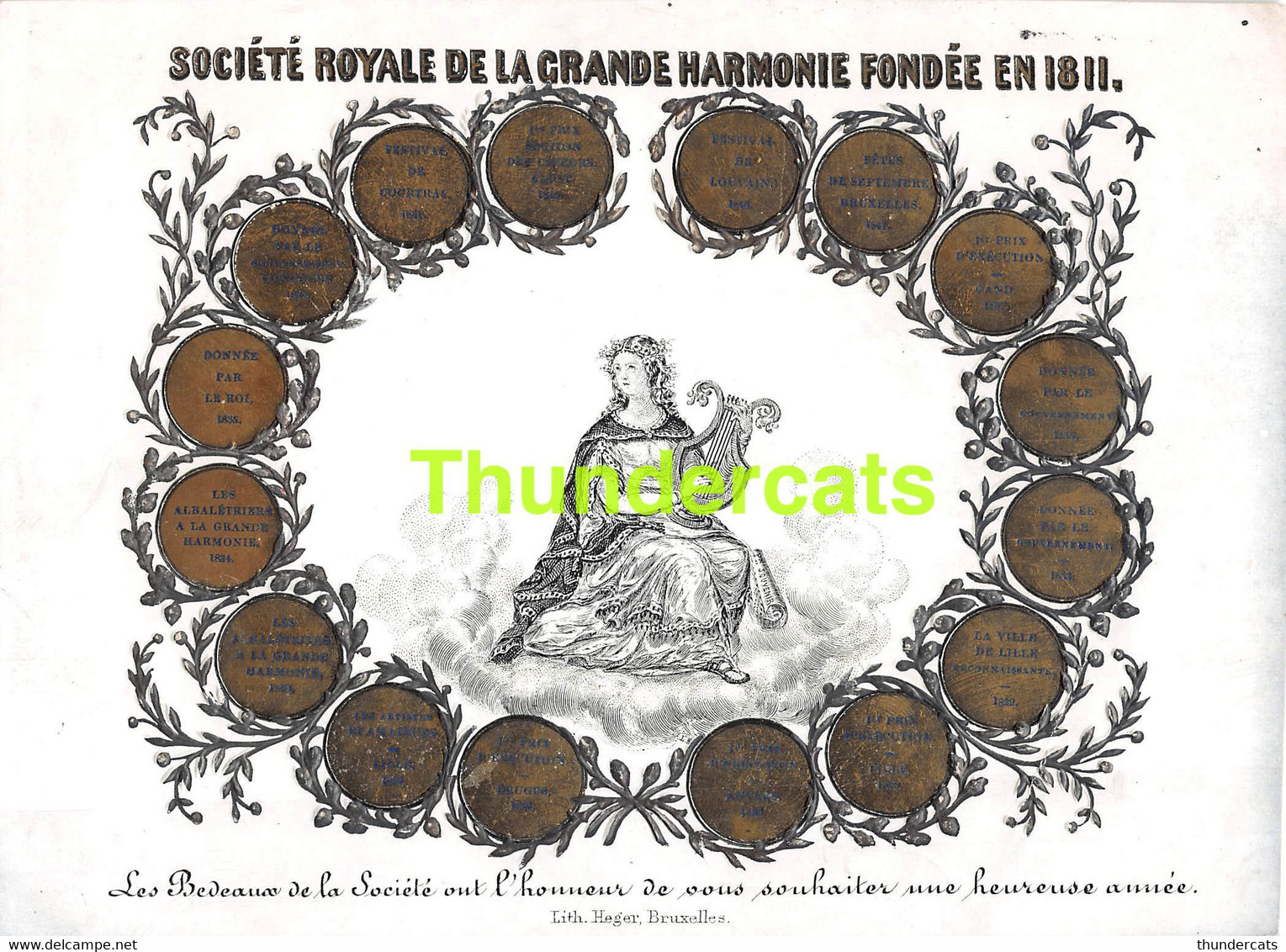 PORSELEINKAART CARTE PORCELAINE BRUXELLES SOCIETEROYALE DE LA GRANDE HARMONIE FONDEE EN  1811 17,9 CM X 13 CM - Ambachten