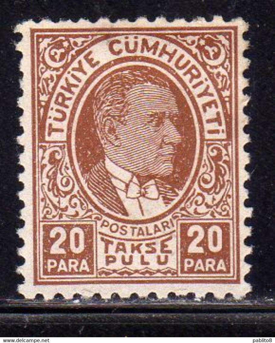 TURCHIA TURKÍA TURKEY 1936 POSTAGE DUE STAMPS SEGNATASSE TAXE KEMAL ATATURK 20pa MH - Portomarken