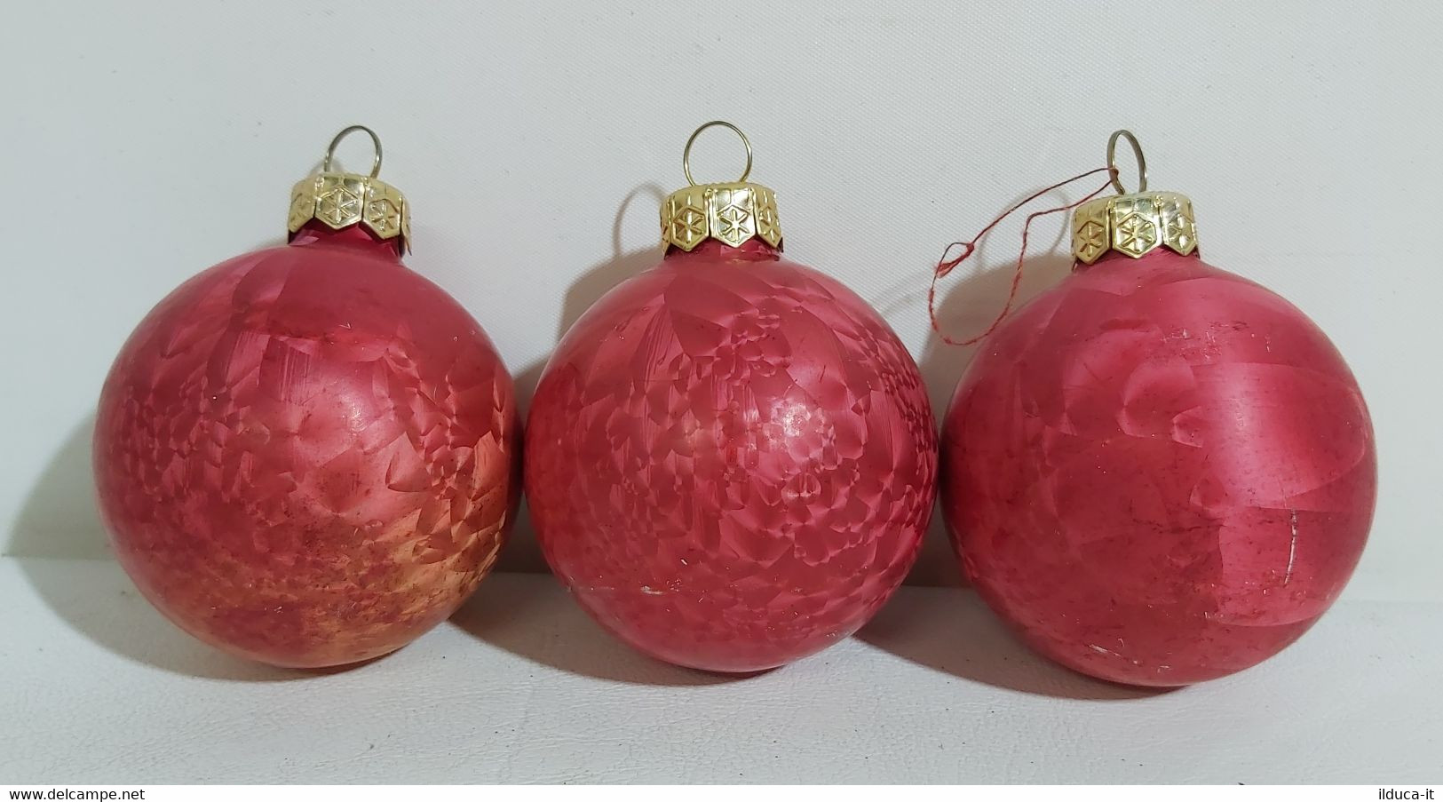 14242 3 Palle In Vetro Per Albero Di Natale - Colore Rosso - Decorative Items