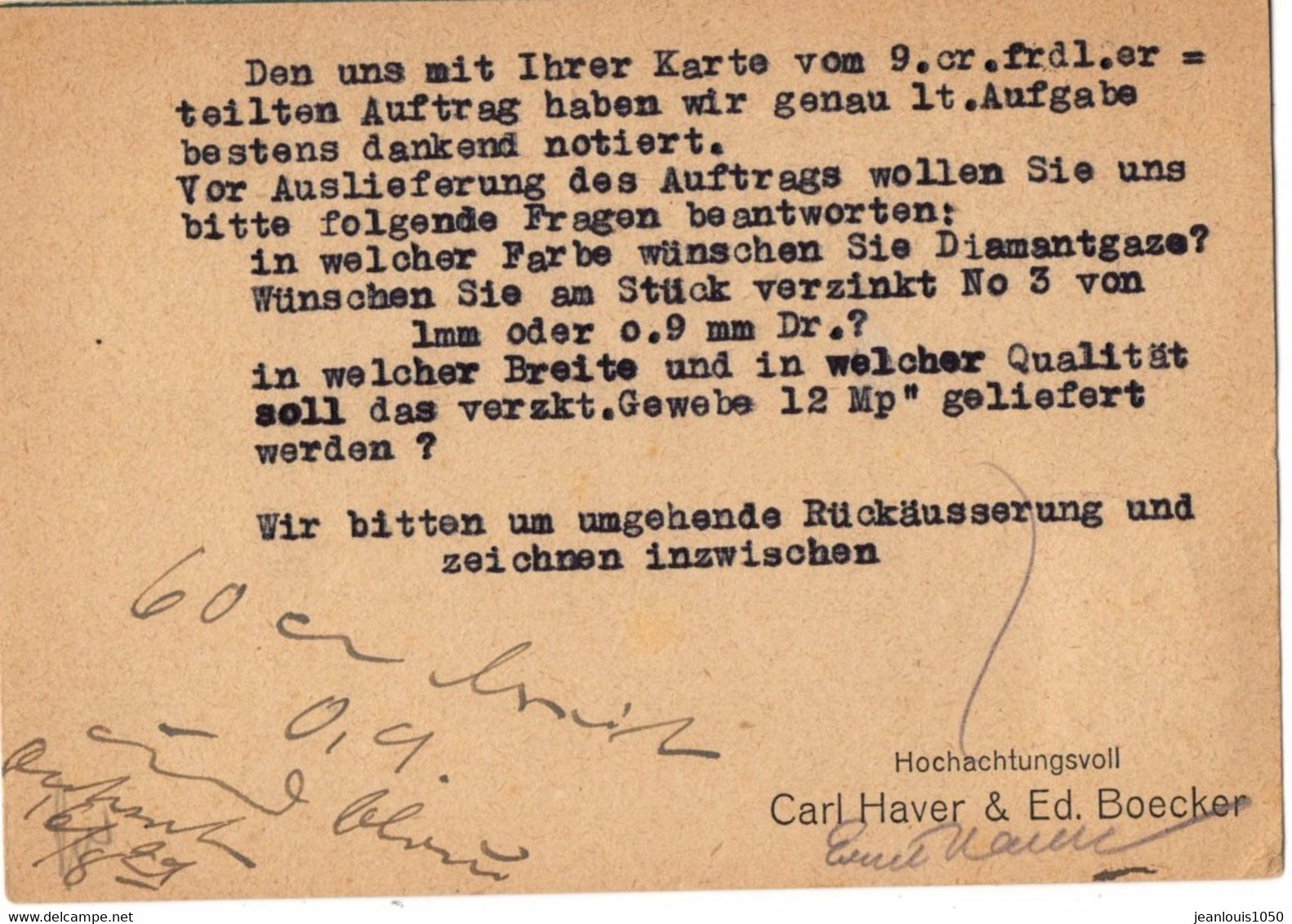 ALLEMAGNE REICH TIMBRE PERFORE PERFIN HB  OBLITERE OELDE SUR CARTE POSTALE - Lettres & Documents