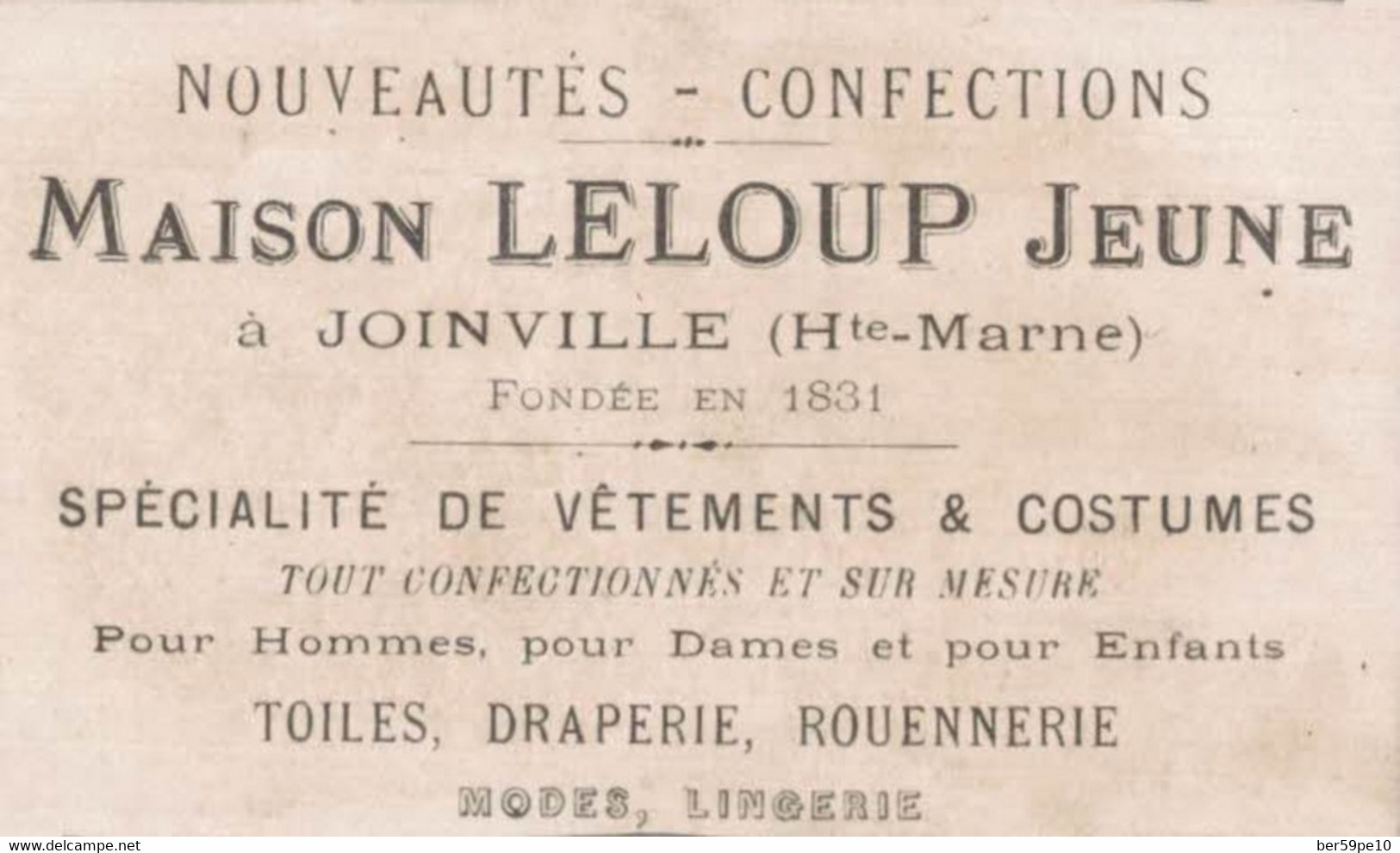 CHROMO NOUVEAUTES CONFECTIONS MAISON LELOUP JEUNE JOINVILLE CROQUIS SUR LES FALAISES - Autres & Non Classés