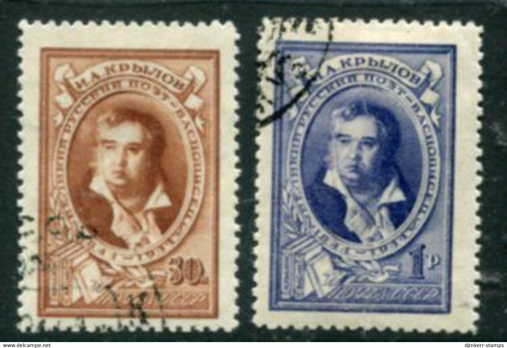 SOVIET UNION 1944 Krylov Death Centenary Used.  Michel 937-38 - Used Stamps