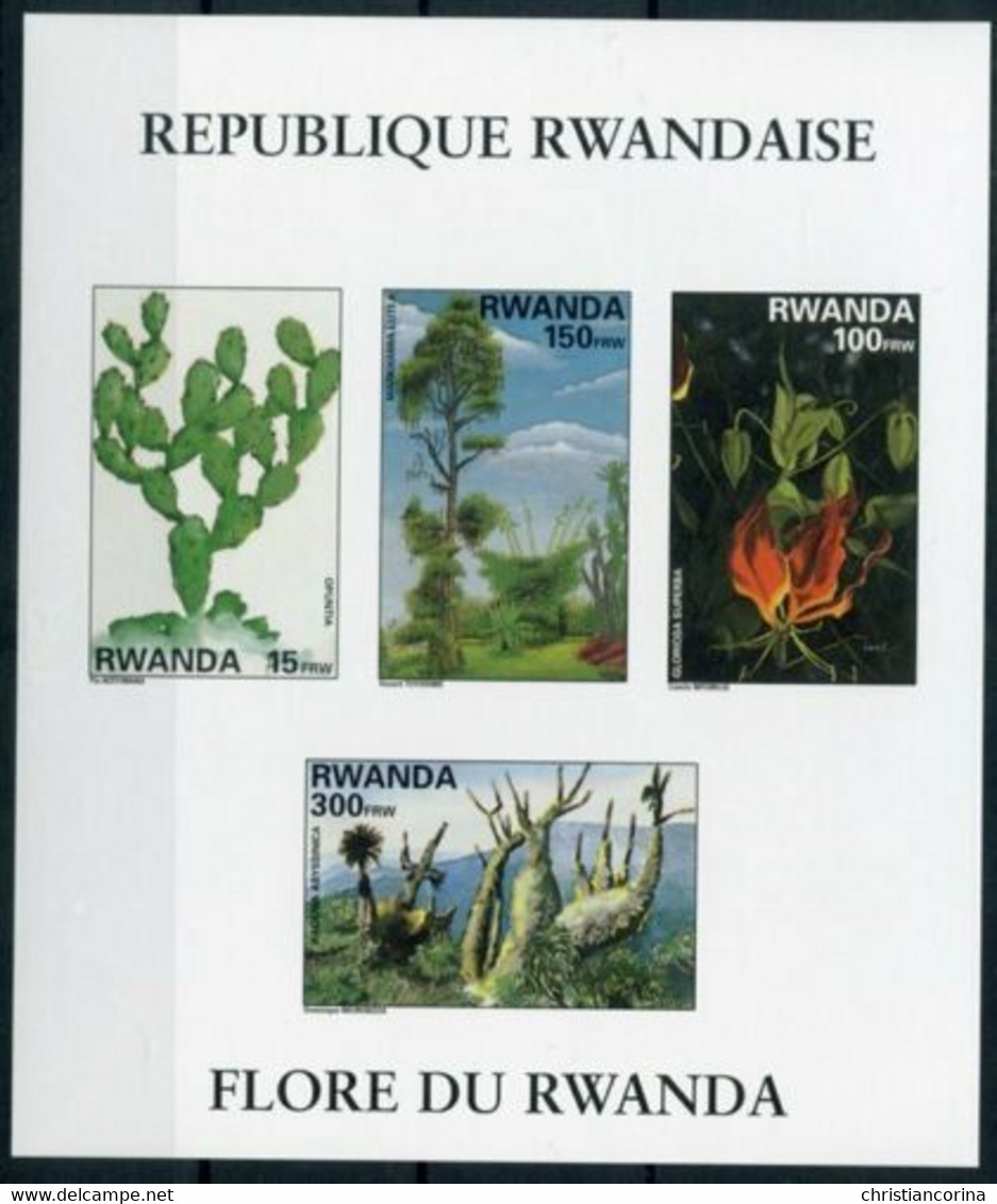 RWANDA 1995 CACTUS FLORA TREES - Unused Stamps